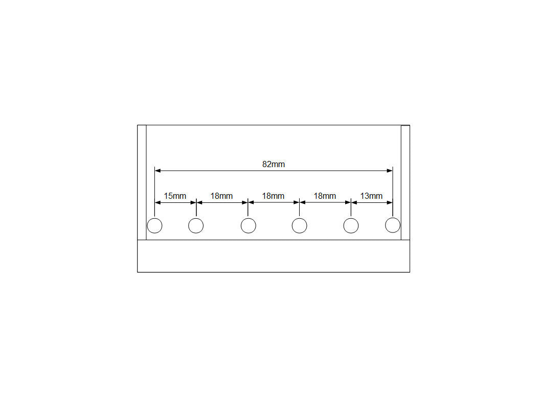 Allparts Economy Heavy-Duty 5-string Bass Bridge, Measurements